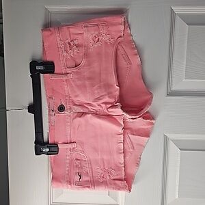 Hollister Co. Distressed Neon Pink Denim Short-shorts, Size 7/W28